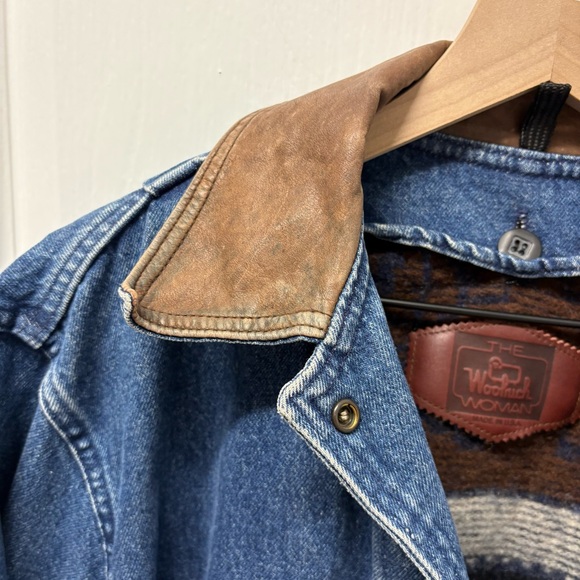 Vintage 80s Woolrich Denim Blanket Lined Barn Coat Chore Jacket Women Medium USA - Picture 6 of 9